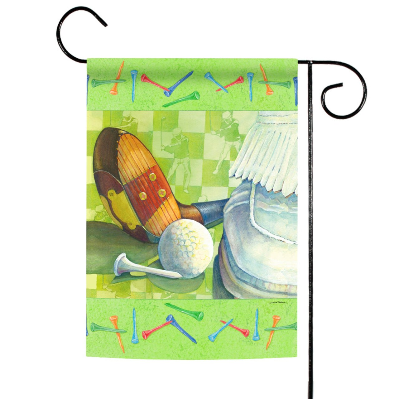 Toland Home Garden Green and White Tee Off Outdoor Garden Flag 18" x 12.5"